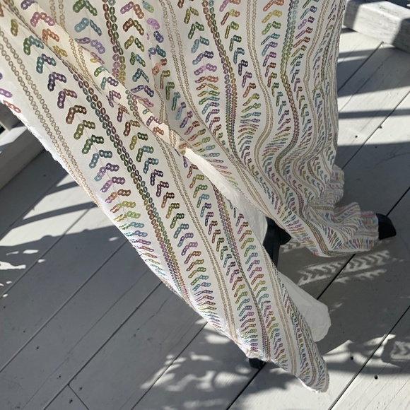 NWT Anthropologie Maxi dress Sequin Metallic boho beach wedding glam bridal M/L - Picture 9 of 16